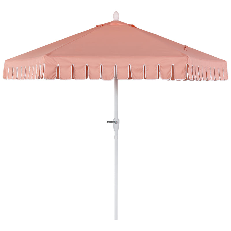 Dexter 8.5 ft. Classic Castle Scalloped Market Patio Umbrella with Auto-Tilt Crank Wind Vent and UV Protection