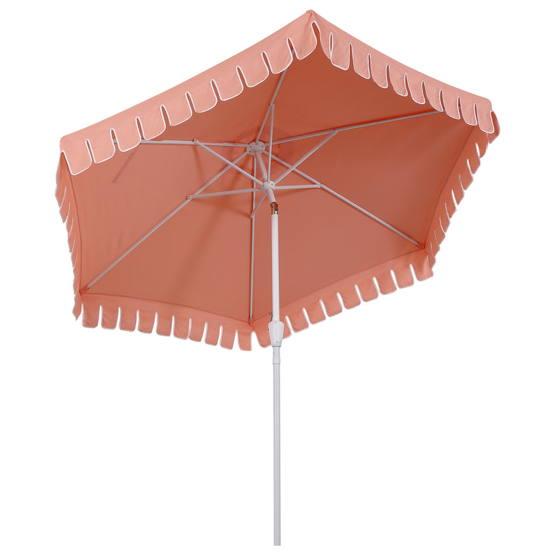 Dexter 8.5 ft. Classic Castle Scalloped Market Patio Umbrella with Auto-Tilt Crank Wind Vent and UV Protection