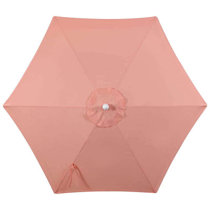 Dexter 8.5 ft. Classic Castle Scalloped Market Patio Umbrella with Auto-Tilt Crank Wind Vent and UV Protection