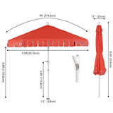 Dexter 8.5 ft. Classic Castle Scalloped Market Patio Umbrella with Auto-Tilt Crank Wind Vent and UV Protection