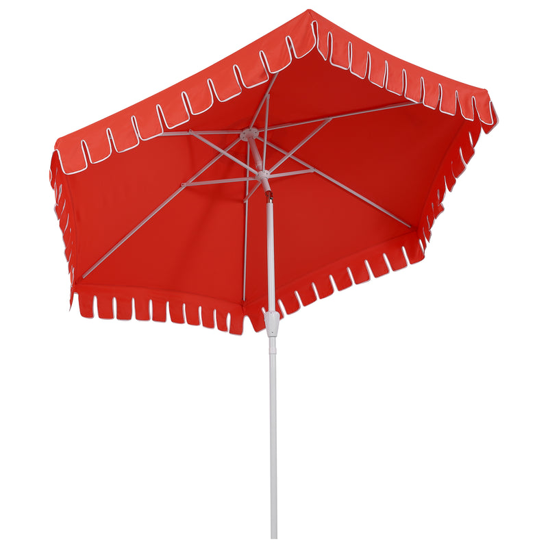 Dexter 8.5 ft. Classic Castle Scalloped Market Patio Umbrella with Auto-Tilt Crank Wind Vent and UV Protection