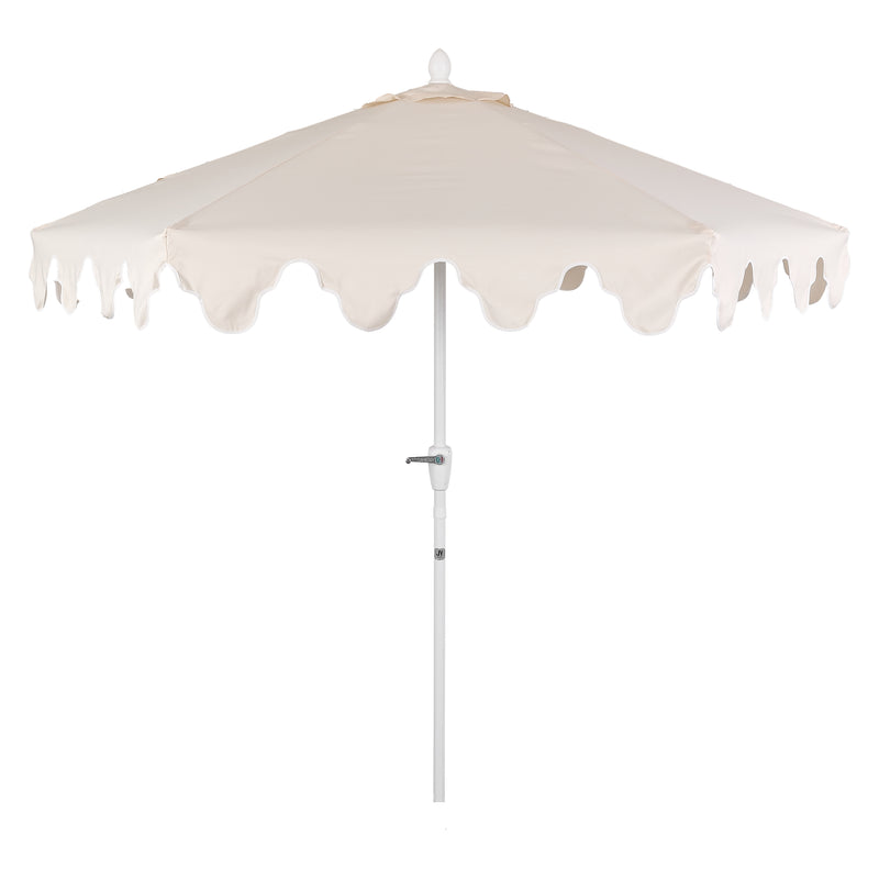 Valen 9 ft. Bohemian Coastal Lotus Scallop Market Patio Umbrella with Auto-Tilt Crank Wind Vent and UV Protection
