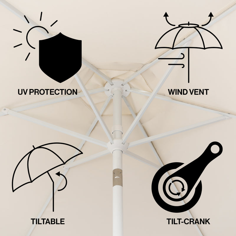 Valen 9 ft. Bohemian Coastal Lotus Scallop Market Patio Umbrella with Auto-Tilt Crank Wind Vent and UV Protection