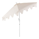 Valen 9 ft. Bohemian Coastal Lotus Scallop Market Patio Umbrella with Auto-Tilt Crank Wind Vent and UV Protection