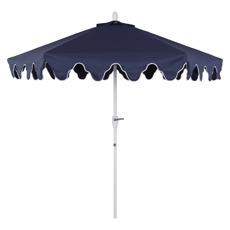 Valen 9 ft. Bohemian Coastal Lotus Scallop Market Patio Umbrella with Auto-Tilt Crank Wind Vent and UV Protection