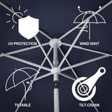 Valen 9 ft. Bohemian Coastal Lotus Scallop Market Patio Umbrella with Auto-Tilt Crank Wind Vent and UV Protection