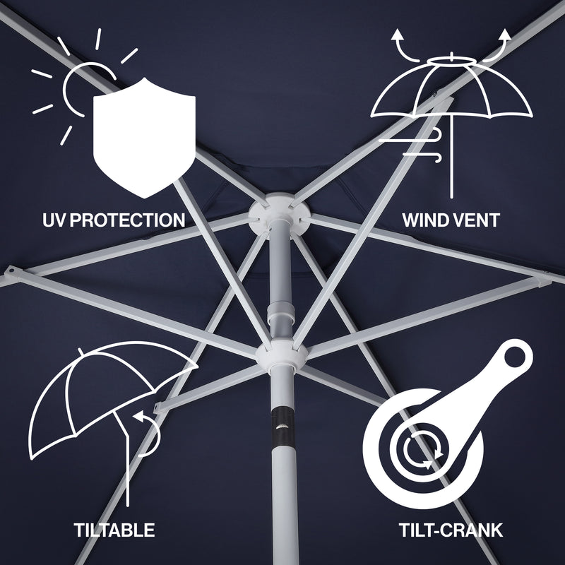 Valen 9 ft. Bohemian Coastal Lotus Scallop Market Patio Umbrella with Auto-Tilt Crank Wind Vent and UV Protection