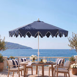 Valen 9 ft. Bohemian Coastal Lotus Scallop Market Patio Umbrella with Auto-Tilt Crank Wind Vent and UV Protection