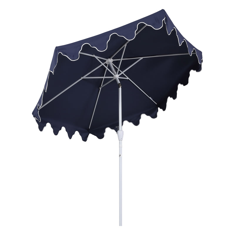 Valen 9 ft. Bohemian Coastal Lotus Scallop Market Patio Umbrella with Auto-Tilt Crank Wind Vent and UV Protection