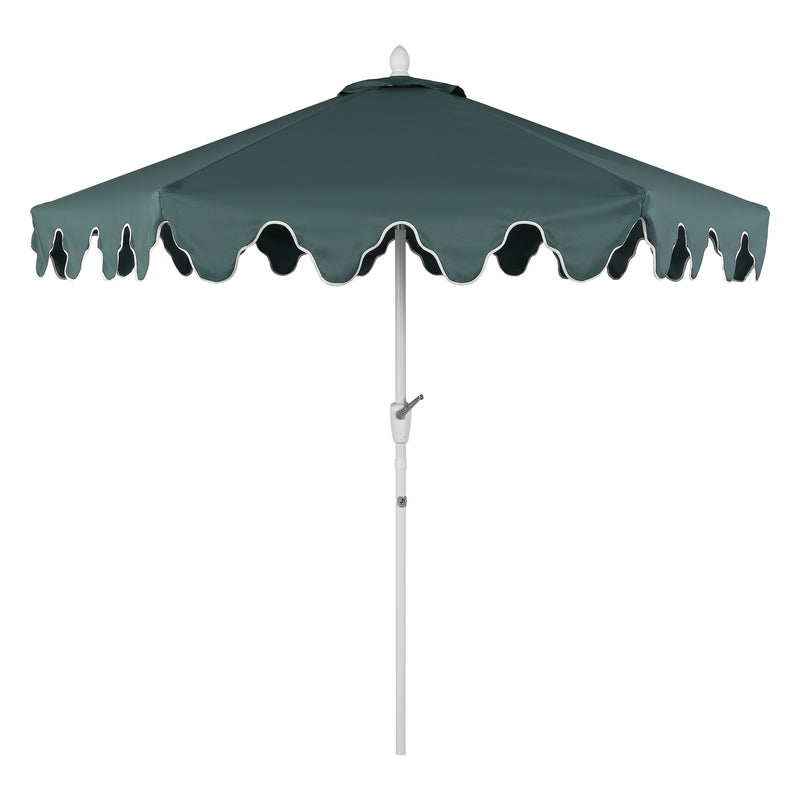 Valen 9 ft. Bohemian Coastal Lotus Scallop Market Patio Umbrella with Auto-Tilt Crank Wind Vent and UV Protection
