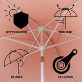 Valen 9 ft. Bohemian Coastal Lotus Scallop Market Patio Umbrella with Auto-Tilt Crank Wind Vent and UV Protection