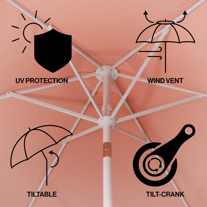 Valen 9 ft. Bohemian Coastal Lotus Scallop Market Patio Umbrella with Auto-Tilt Crank Wind Vent and UV Protection