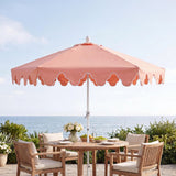 Valen 9 ft. Bohemian Coastal Lotus Scallop Market Patio Umbrella with Auto-Tilt Crank Wind Vent and UV Protection