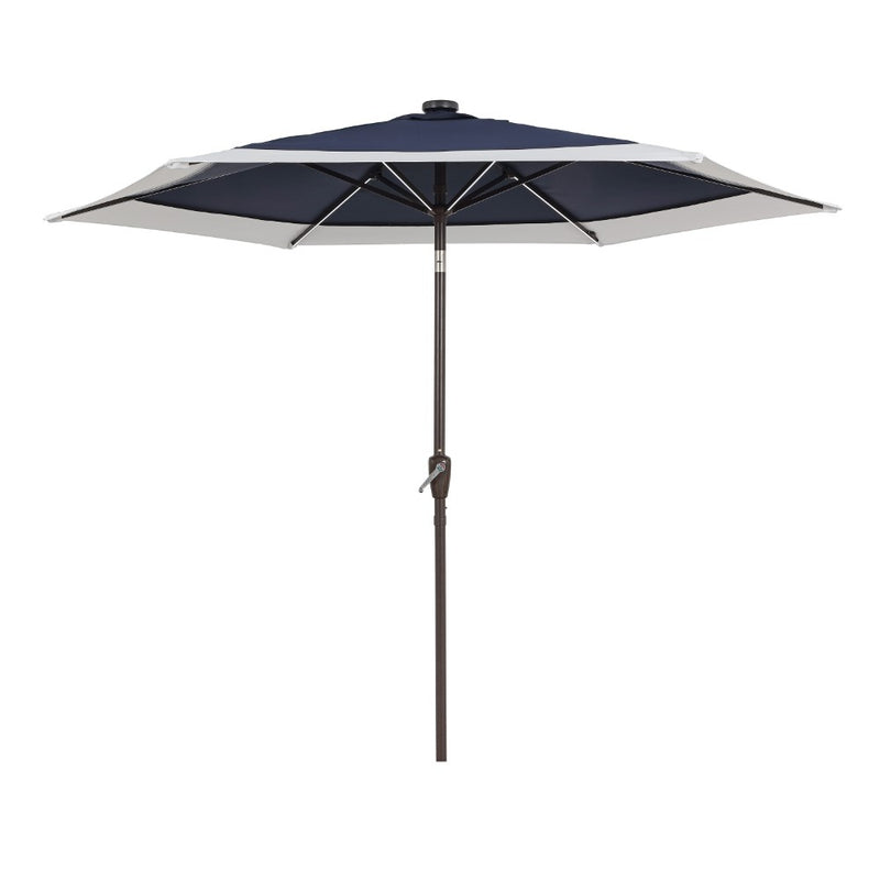 Spencer 9 ft. Classic Coastal 2-Tone Solar LED Market Patio Umbrella - JONATHAN Y