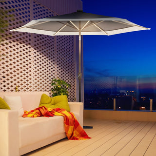Spencer 9 ft. Classic Coastal 2-Tone Solar LED Market Patio Umbrella - JONATHAN Y