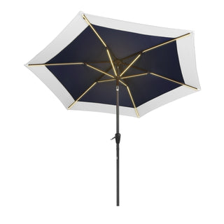Spencer 9 ft. Classic Coastal 2-Tone Solar LED Market Patio Umbrella - JONATHAN Y