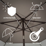 Spencer 9 ft. Classic Coastal 2-Tone Solar LED Market Patio Umbrella - JONATHAN Y