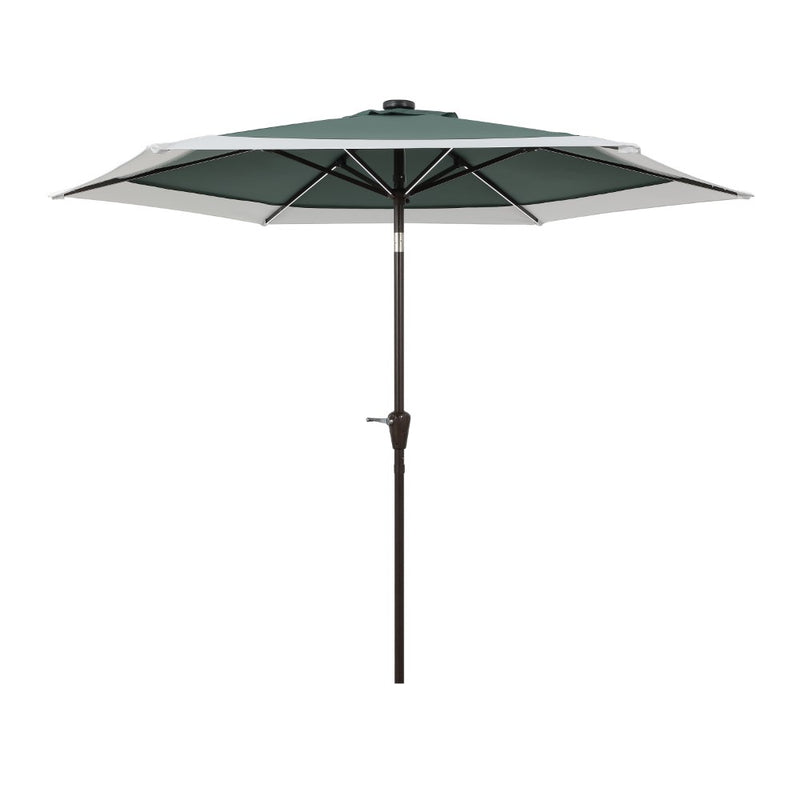 Spencer 9 ft. Classic Coastal 2-Tone Solar LED Market Patio Umbrella