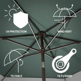 Spencer 9 ft. Classic Coastal 2-Tone Solar LED Market Patio Umbrella