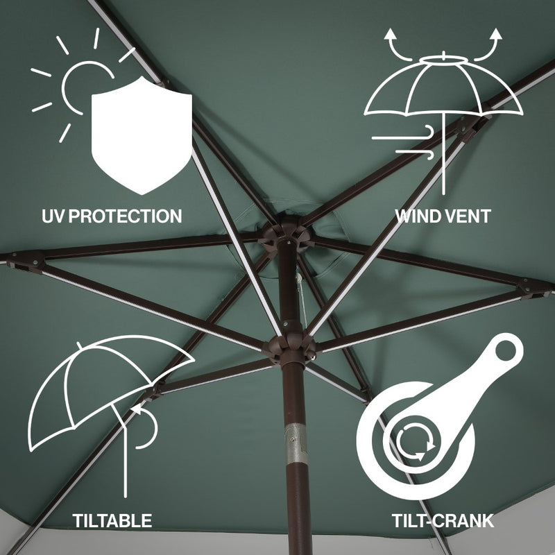 Spencer 9 ft. Classic Coastal 2-Tone Solar LED Market Patio Umbrella