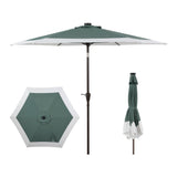 Spencer 9 ft. Classic Coastal 2-Tone Solar LED Market Patio Umbrella - JONATHAN Y