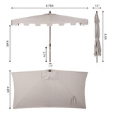 Sidney 9 ft. Classic MidCentury Rectangular Half Market Patio Umbrella