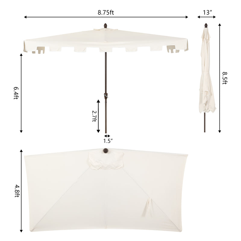 Sidney 9 ft. Classic MidCentury Rectangular Half Market Patio Umbrella