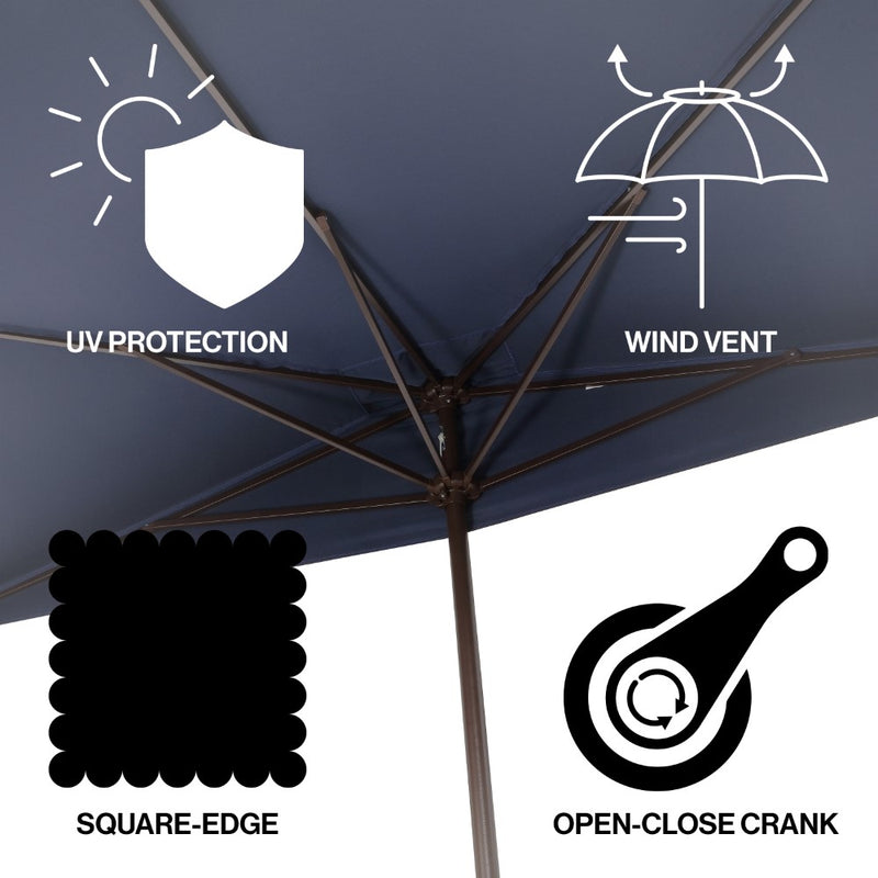 Sidney 9 ft. Classic MidCentury Rectangular Half Market Patio Umbrella