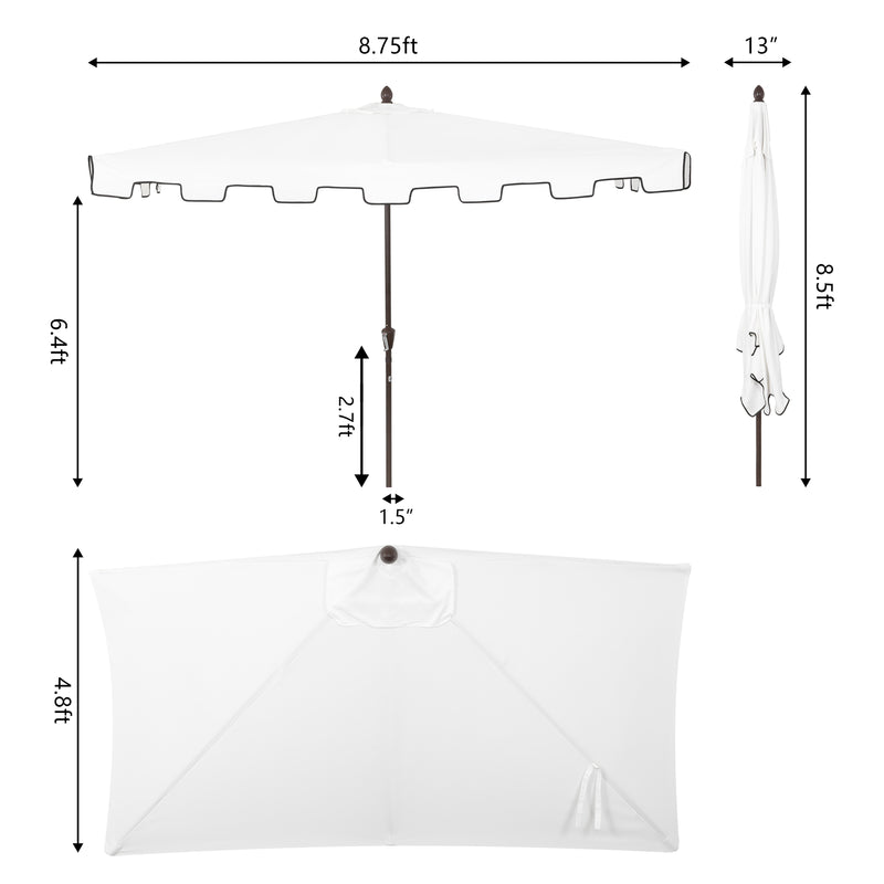 Sidney 9 ft. Classic MidCentury Rectangular Half Market Patio Umbrella