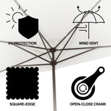 Sidney 9 ft. Classic MidCentury Rectangular Half Market Patio Umbrella