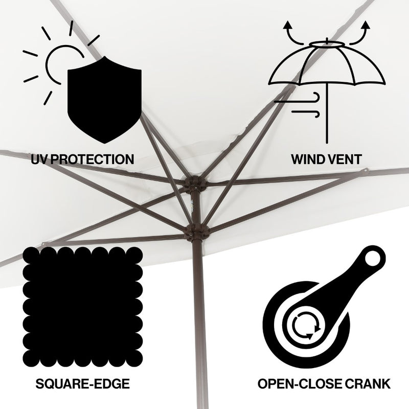 Sidney 9 ft. Classic MidCentury Rectangular Half Market Patio Umbrella