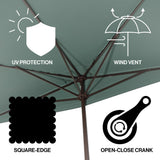 Sidney 9 ft. Classic MidCentury Rectangular Half Market Patio Umbrella