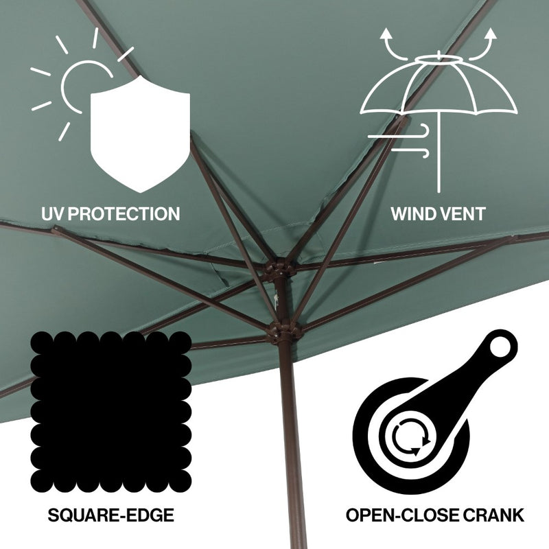 Sidney 9 ft. Classic MidCentury Rectangular Half Market Patio Umbrella