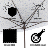 Sidney 9 ft. Classic MidCentury Rectangular Half Market Patio Umbrella