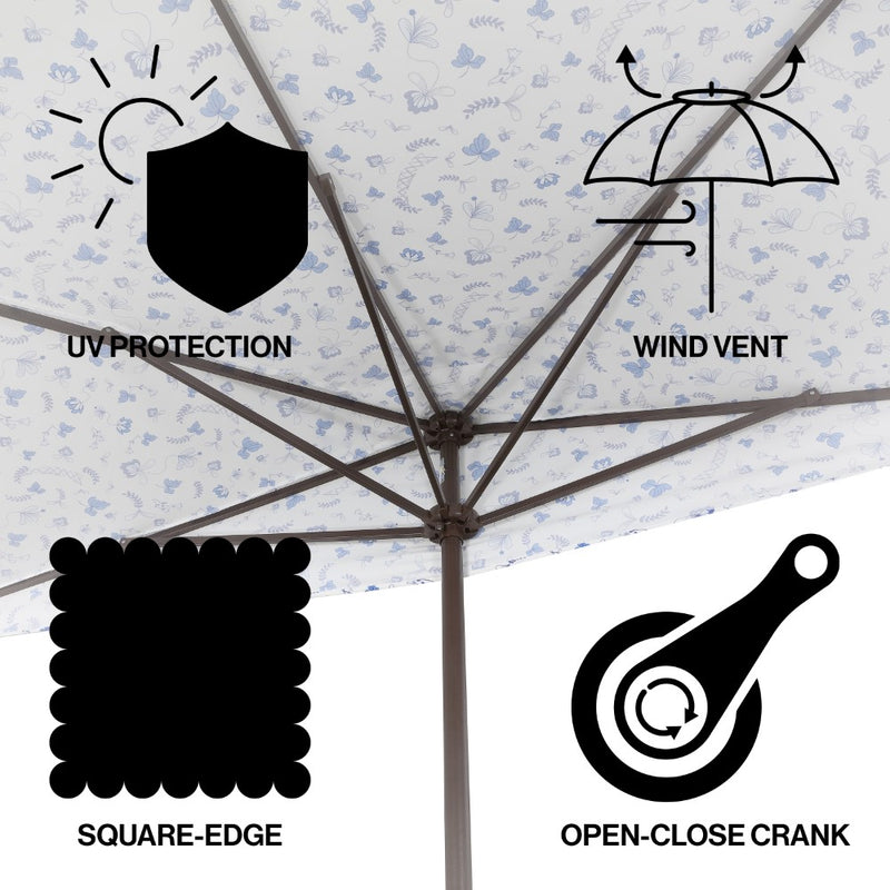 Sidney 9 ft. Classic MidCentury Rectangular Half Market Patio Umbrella
