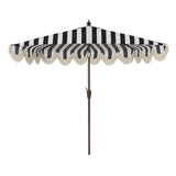 Beverly 9 ft. Designer Classic Scalloped Fringe Half Market Patio Umbrella