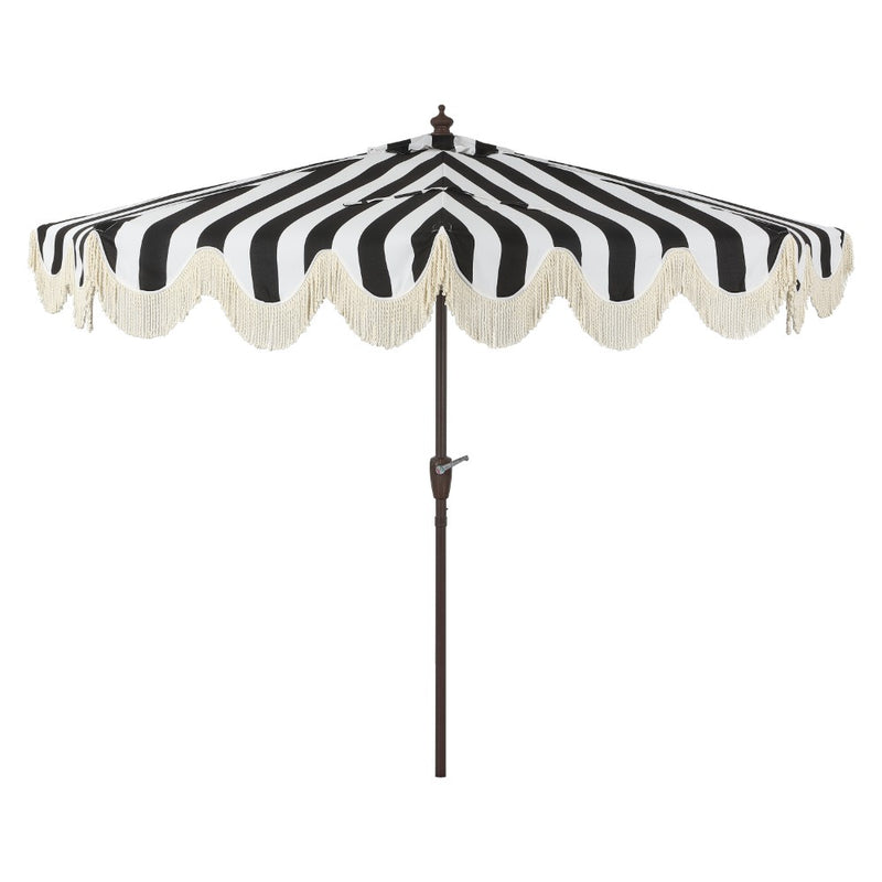 Beverly 9 ft. Designer Classic Scalloped Fringe Half Market Patio Umbrella