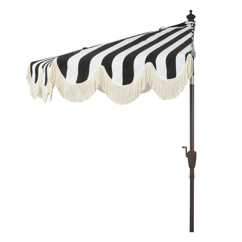 Beverly 9 ft. Designer Classic Scalloped Fringe Half Market Patio Umbrella