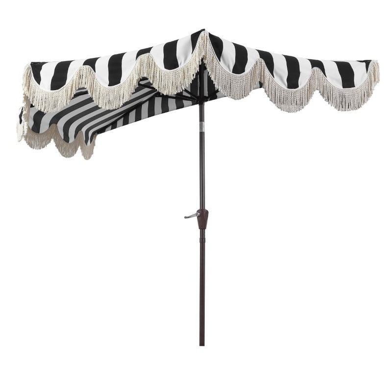 Beverly 9 ft. Designer Classic Scalloped Fringe Half Market Patio Umbrella