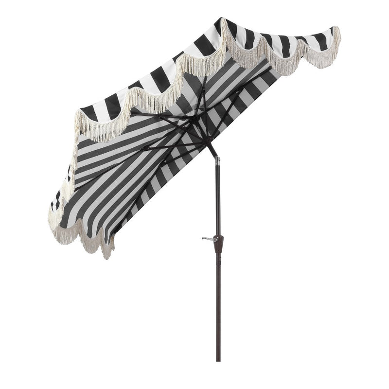 Beverly 9 ft. Designer Classic Scalloped Fringe Half Market Patio Umbrella