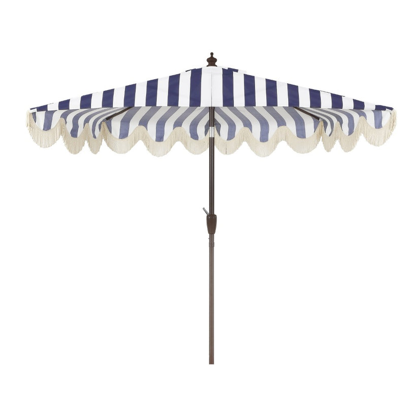 Beverly 9 ft. Designer Classic Scalloped Fringe Half Market Patio Umbrella