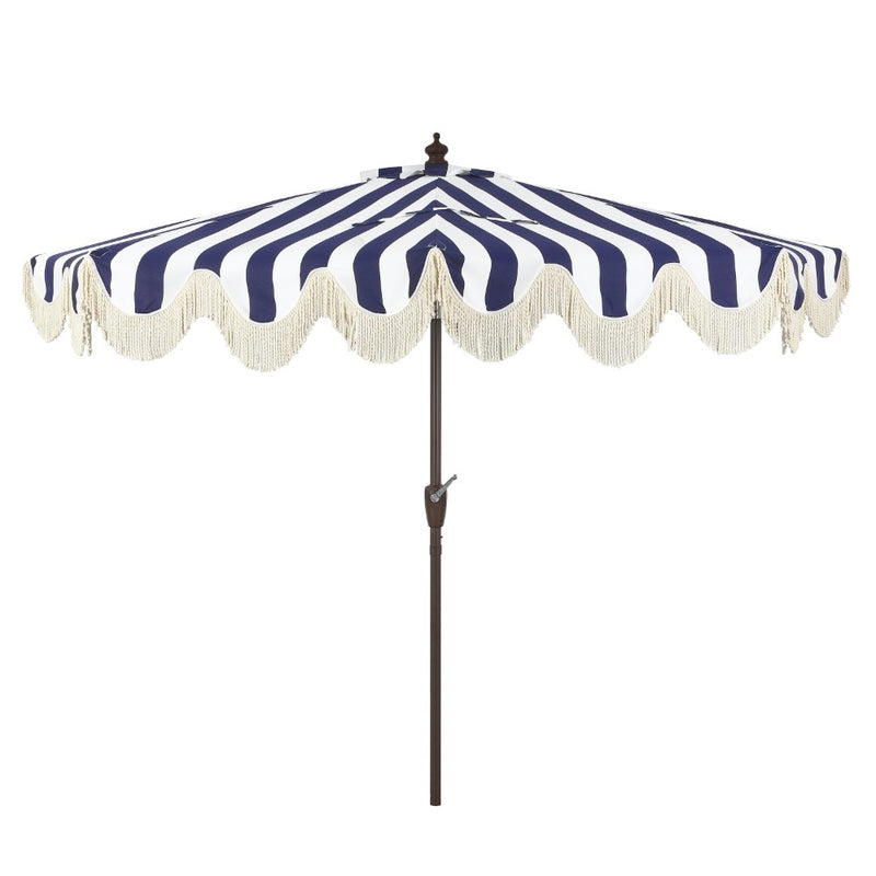 Beverly 9 ft. Designer Classic Scalloped Fringe Half Market Patio Umbrella