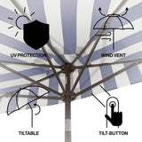 Beverly 9 ft. Designer Classic Scalloped Fringe Half Market Patio Umbrella