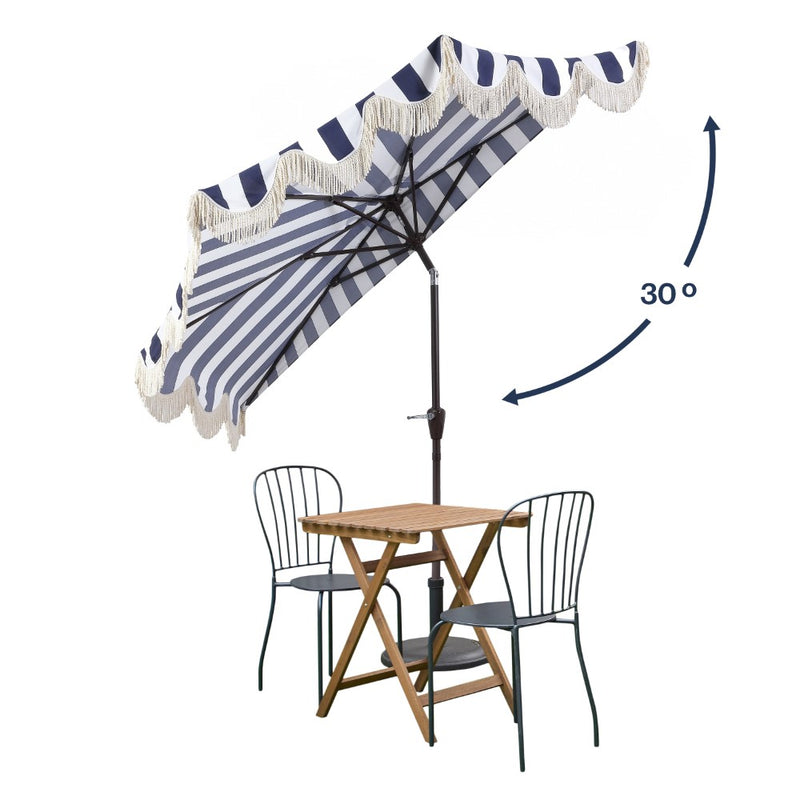 Beverly 9 ft. Designer Classic Scalloped Fringe Half Market Patio Umbrella