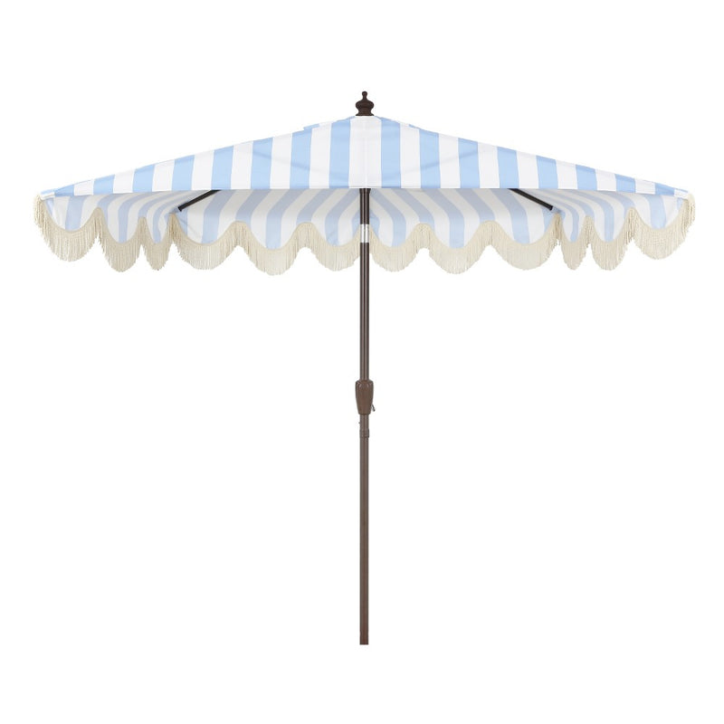 Beverly 9 ft. Designer Classic Scalloped Fringe Half Market Patio Umbrella