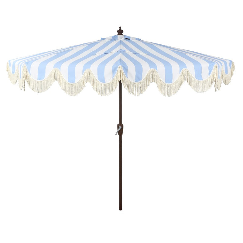 Beverly 9 ft. Designer Classic Scalloped Fringe Half Market Patio Umbrella