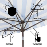 Beverly 9 ft. Designer Classic Scalloped Fringe Half Market Patio Umbrella