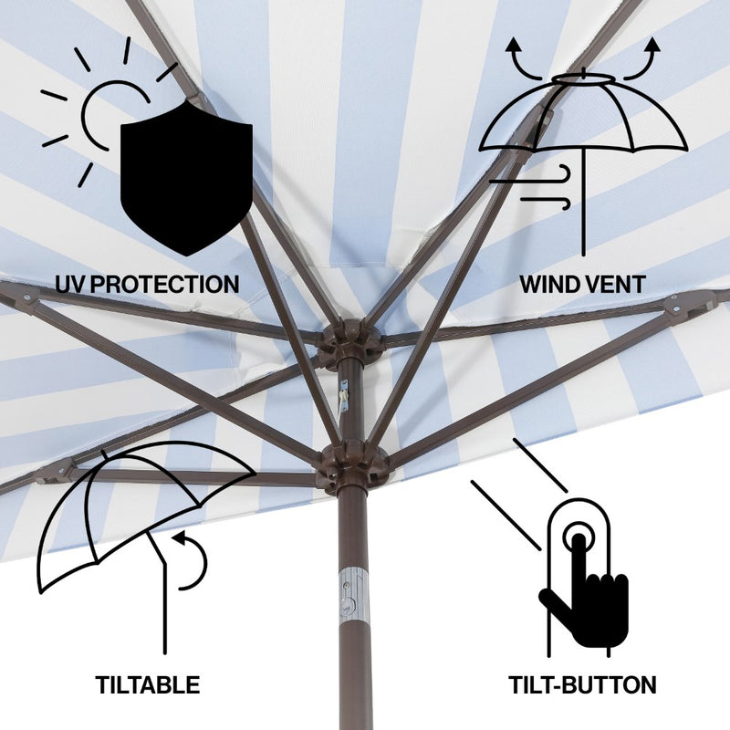 Beverly 9 ft. Designer Classic Scalloped Fringe Half Market Patio Umbrella