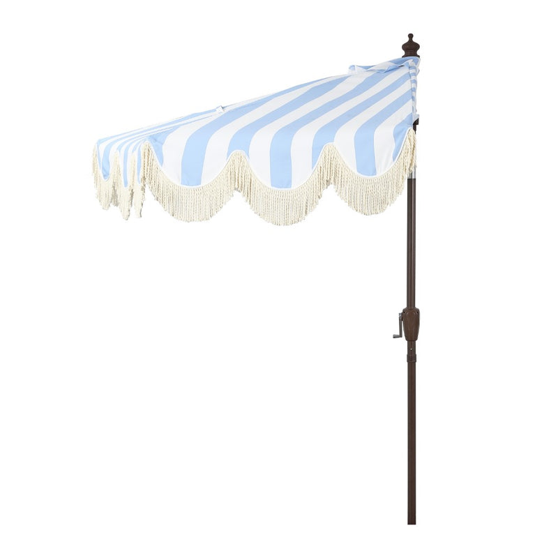 Beverly 9 ft. Designer Classic Scalloped Fringe Half Market Patio Umbrella