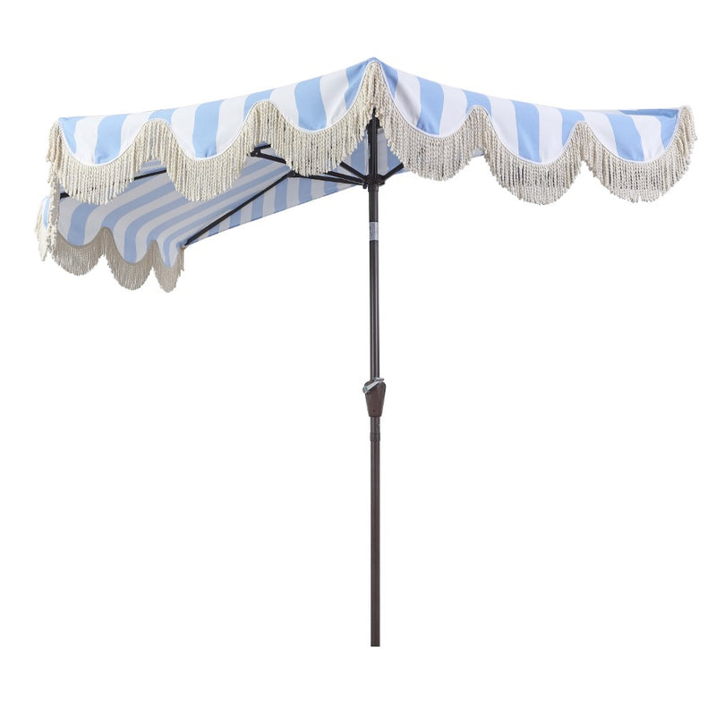 Beverly 9 ft. Designer Classic Scalloped Fringe Half Market Patio Umbrella